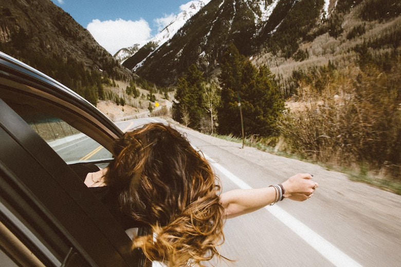 car on windy road