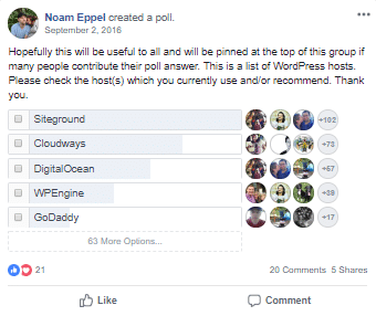 2019 wordpress hosting review facebook pollpng