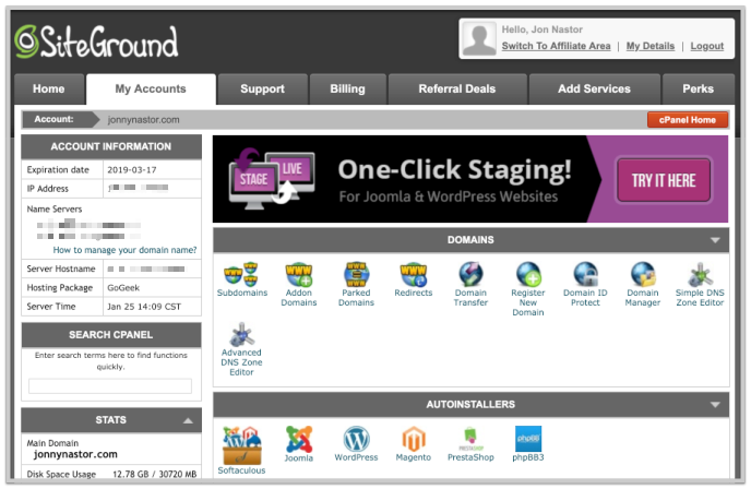 cpanel siteground