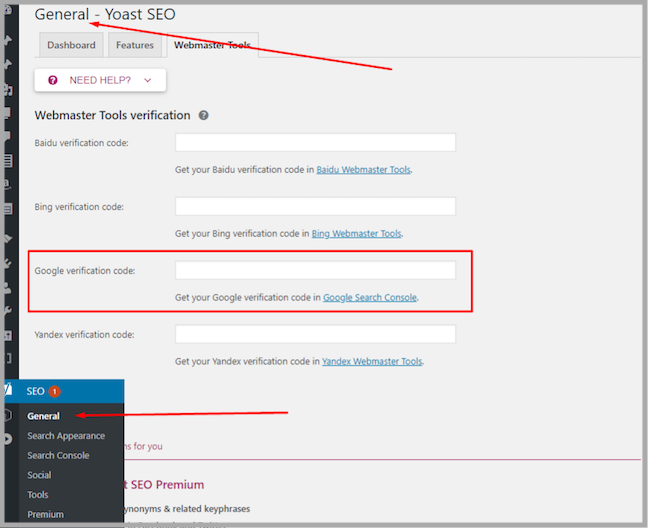 set up search console in yoast set up search console in yoast