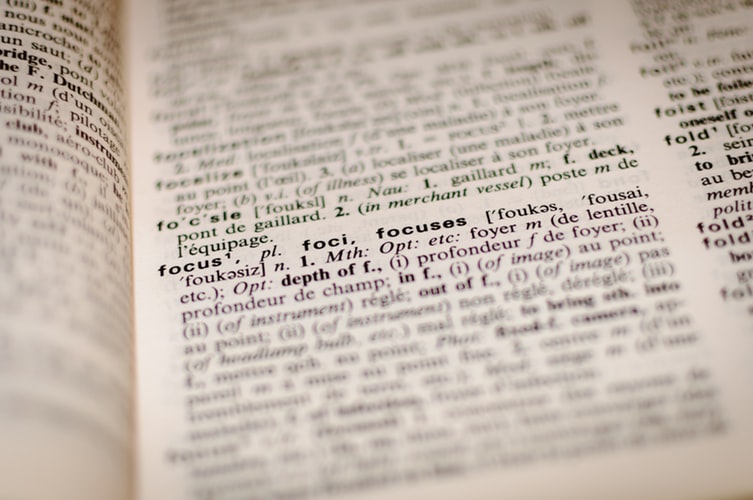 definition of focus on a dictionary page